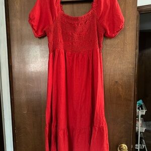 Isabel Maternity by Ingrid & Isabel Red Smocked Dress Detail